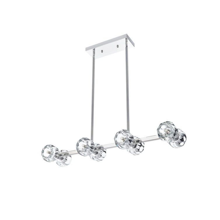 Eren 31-inch Chrome Pendant Light with Crystal Shades