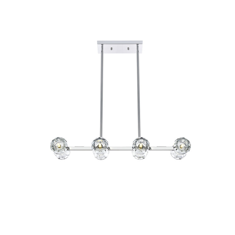 Eren 31-inch Chrome Pendant Light with Crystal Shades