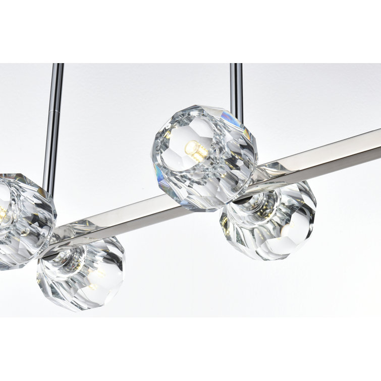 Eren 31-inch Chrome Pendant Light with Crystal Shades