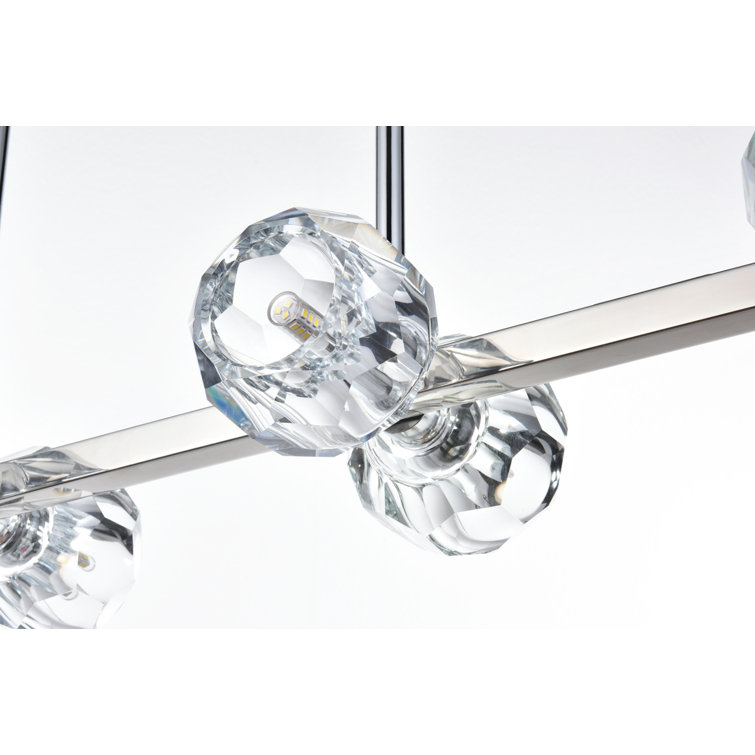 Eren 31-inch Chrome Pendant Light with Crystal Shades