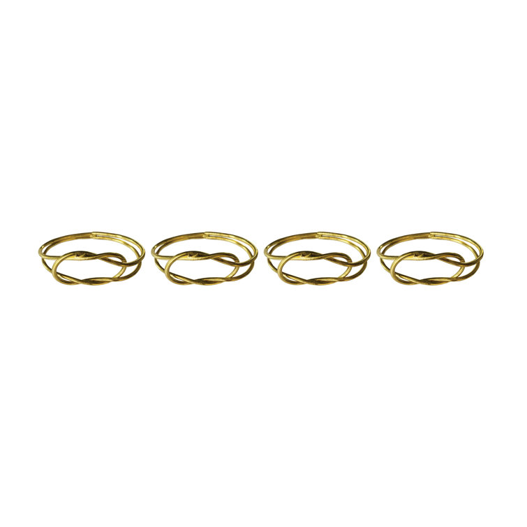 Gold Twisted Metal Napkin Rings Set of 4