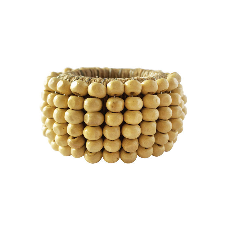 Anabelle Mango Wood Beaded Napkin Rings Set of Four