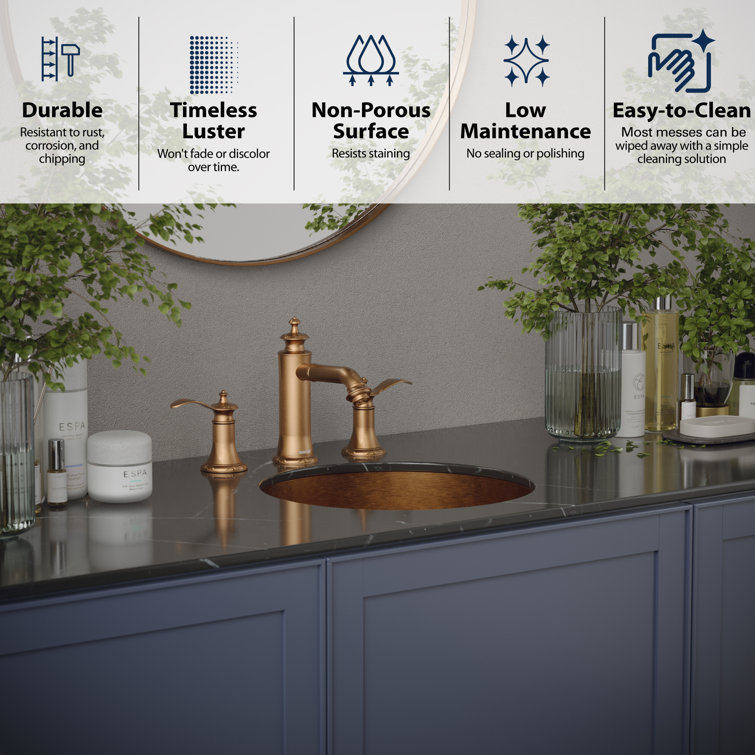 Brushed Copper Circular Undermount Bathroom Sink