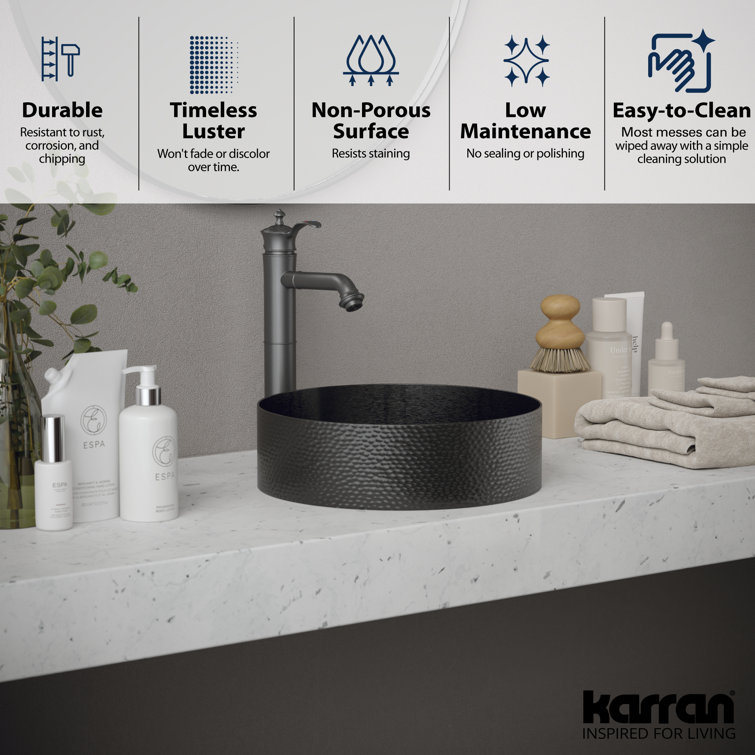 Gunmetal Gray Stainless Steel Round Vessel Sink