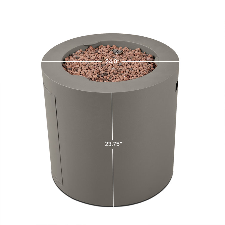 Aegean 24" Round Mist Gray Steel Propane Fire Pit Table