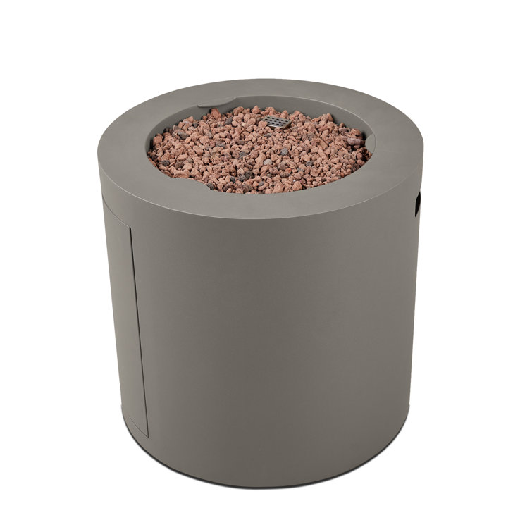 Aegean 24" Round Mist Gray Steel Propane Fire Pit Table