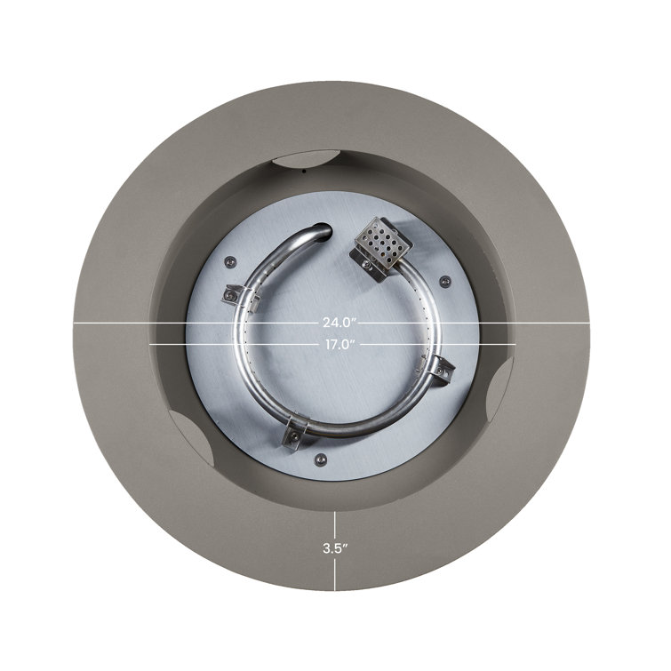 Aegean 24" Round Mist Gray Steel Propane Fire Pit Table