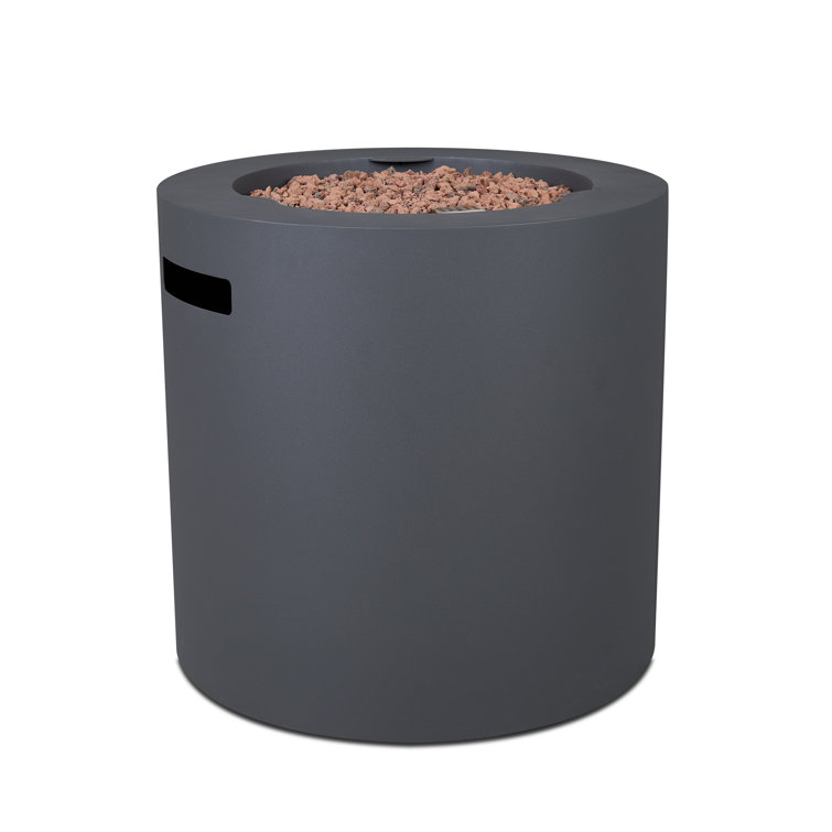 Aegean 24" Round Weathered Slate Steel Propane Fire Pit Table