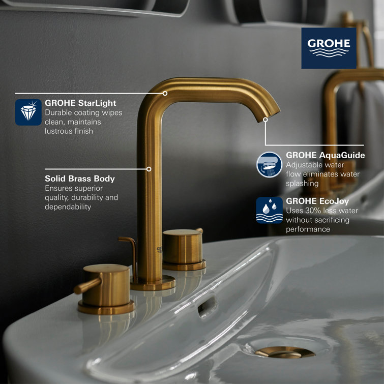 Essence Grey Chrome Brass Widespread Bathroom Faucet