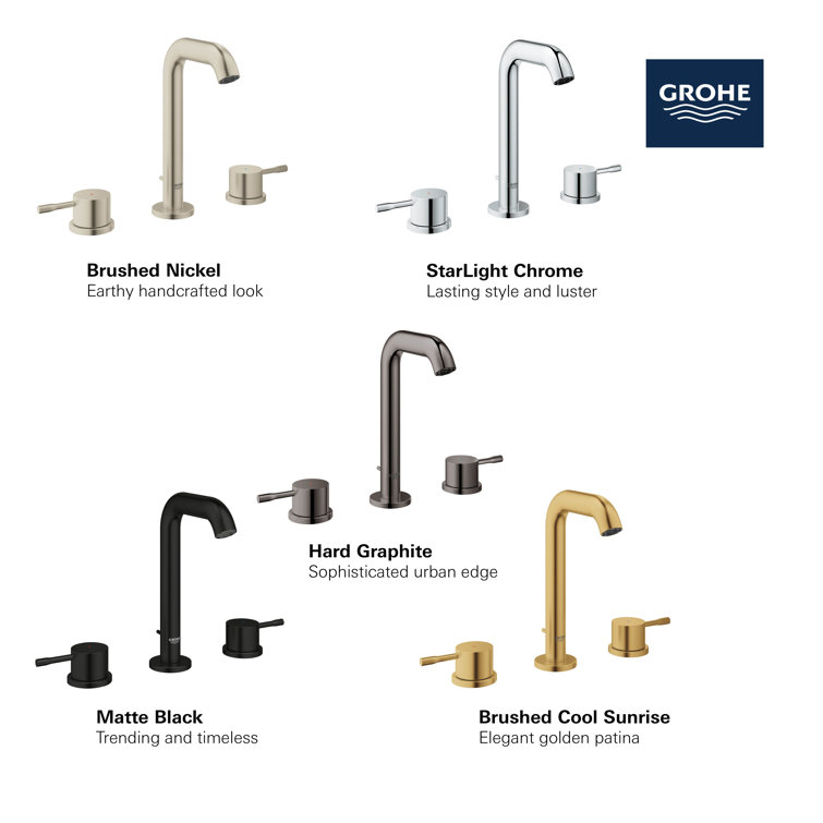 Essence Grey Chrome Brass Widespread Bathroom Faucet