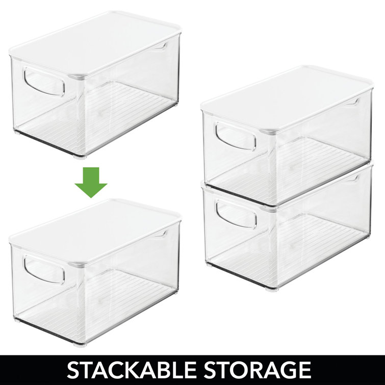 Clear/White BPA-Free Plastic Kitchen Storage Bin Set with Lids, 4 Pack