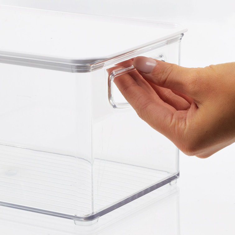 Clear/White BPA-Free Plastic Kitchen Storage Bin Set with Lids, 4 Pack