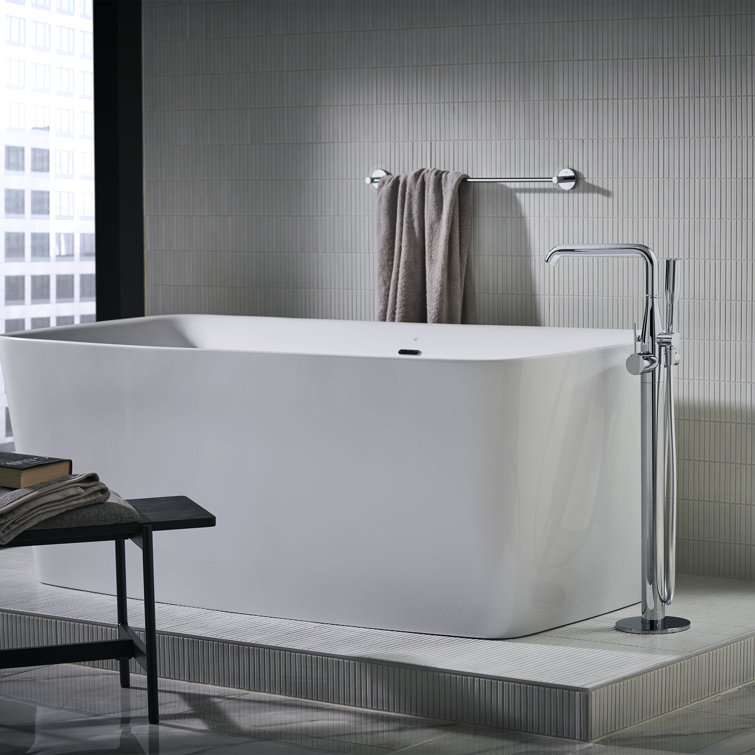 Essence Sleek Chrome 34'' Floor Mounted Tub Filler with Handshower