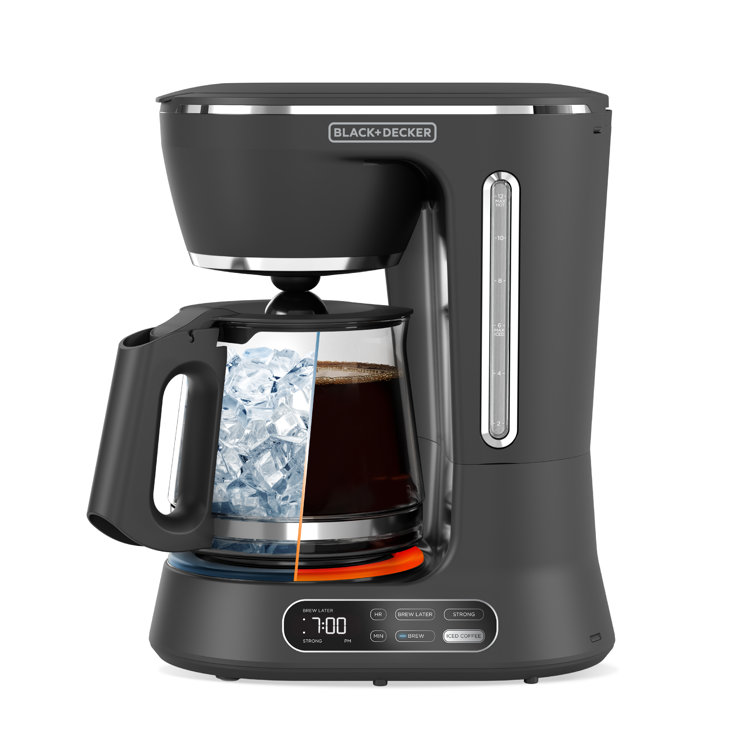 Black Programmable 12-Cup Drip Coffee Maker with Glass Carafe
