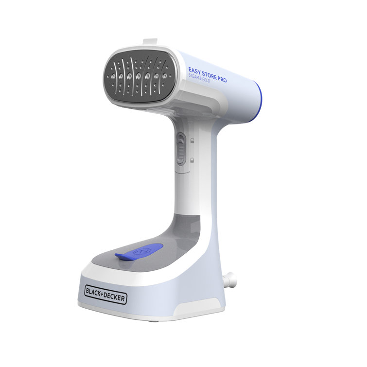 Compact Gray and White Foldable Handheld Steamer with Extra Long Cord