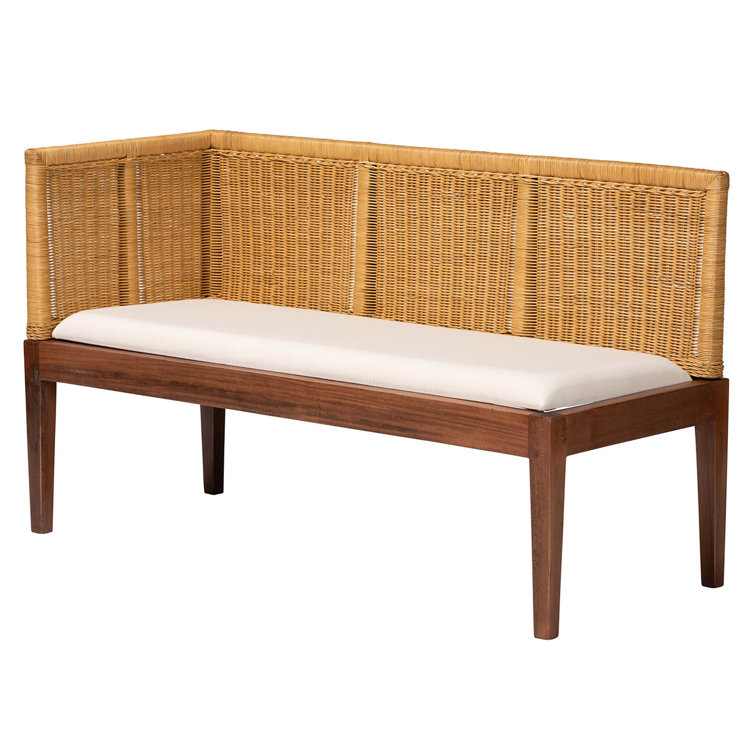 Tabanan Brown Rattan and Acacia Wood 2-Piece Corner Dining Nook Set