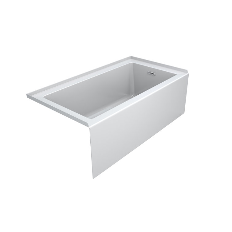 Modern Black Acrylic Alcove Soaking Bathtub 60"x32"