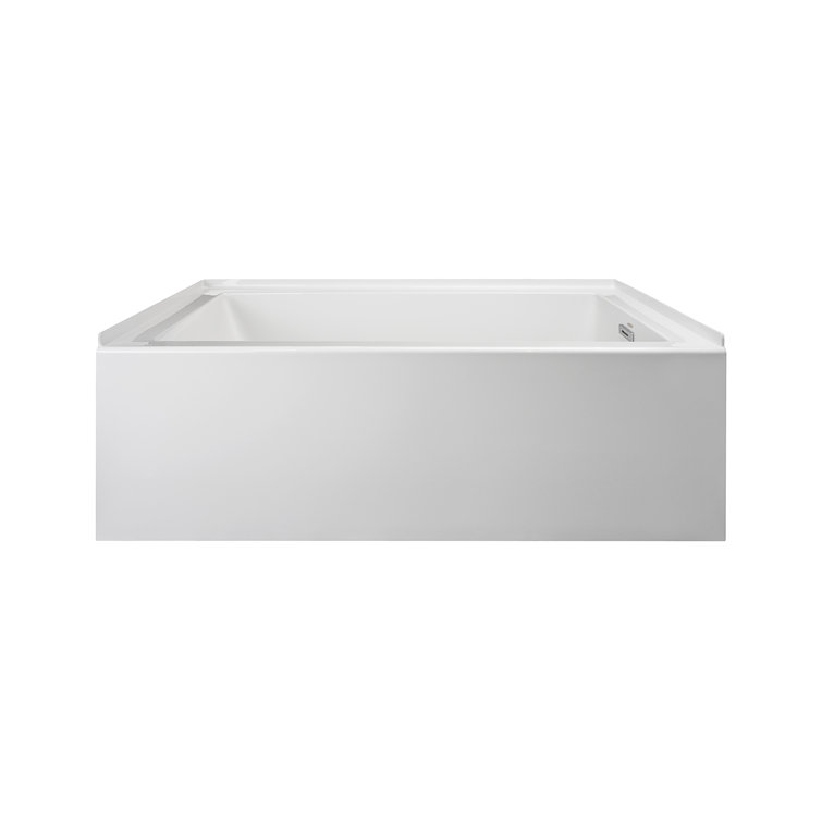 Modern Black Acrylic Alcove Soaking Bathtub 60"x32"