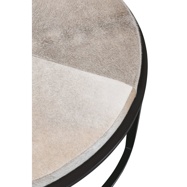Sparrow Gray Hair-on-Hide Leather Nesting Coffee Tables with Iron Base