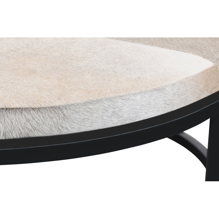 Sparrow Gray Hair-on-Hide Leather Nesting Coffee Tables with Iron Base