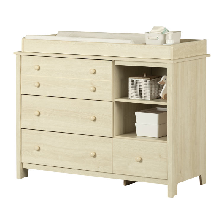 Bleached Oak Nursery Changing Table Dresser with Drawers