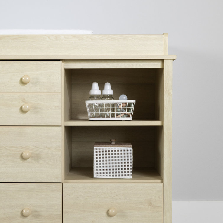 Bleached Oak Nursery Changing Table Dresser with Drawers