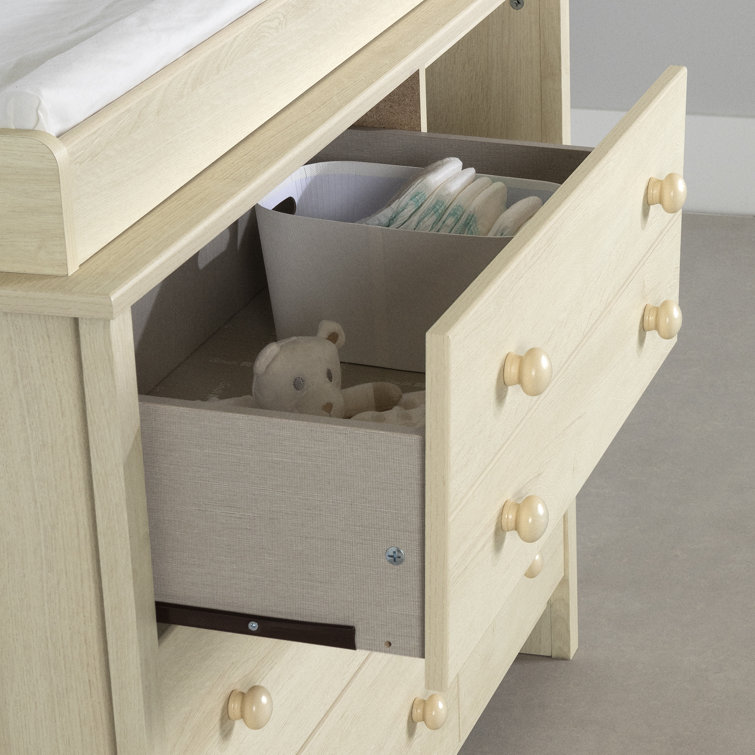Bleached Oak Nursery Changing Table Dresser with Drawers