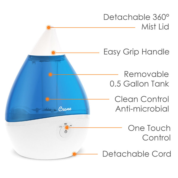 Blue and White Ultrasonic Cool Mist Humidifier, 1 Gallon