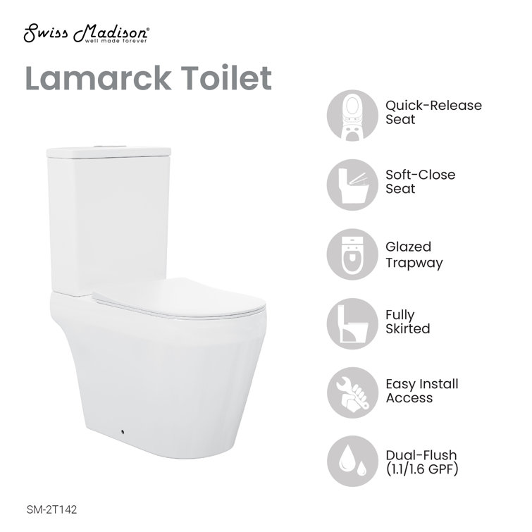 White Elongated Dual-Flush High Efficiency Free Standing Toilet