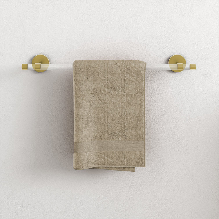 Verre Clear Acrylic Towel Bar with Brushed Gold Accents