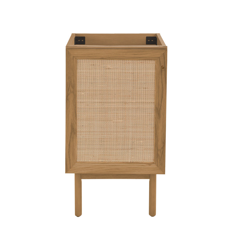 Oak Freestanding Bathroom Vanity with Woven Front Panel