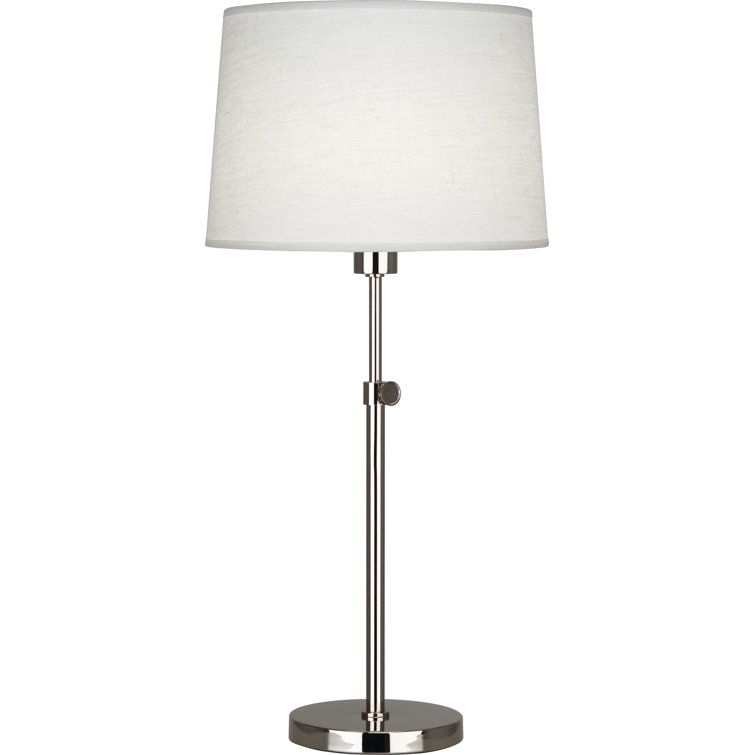 Polished Nickel Adjustable Buffet Lamp with Linen Shade