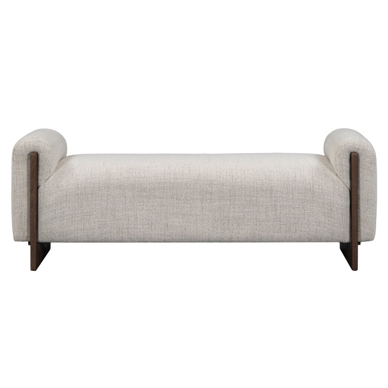 Sierra Sand Beige Upholstered Bench with Ash Wood Legs