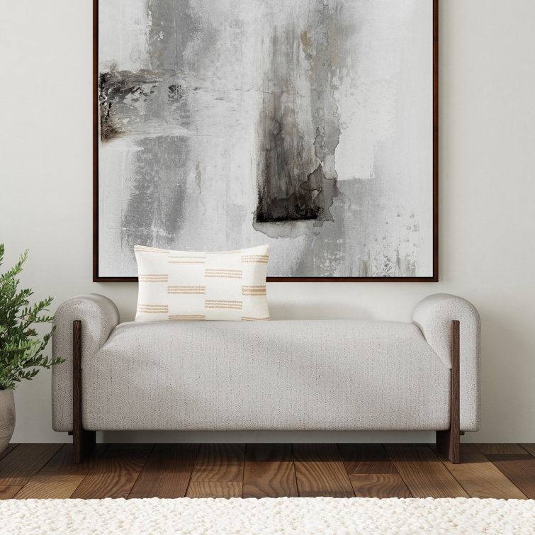 Sierra Sand Beige Upholstered Bench with Ash Wood Legs