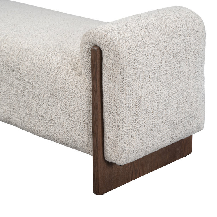 Sierra Sand Beige Upholstered Bench with Ash Wood Legs