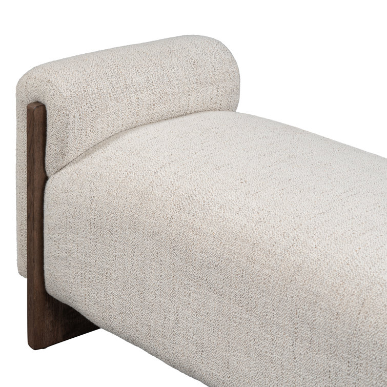 Sierra Sand Beige Upholstered Bench with Ash Wood Legs