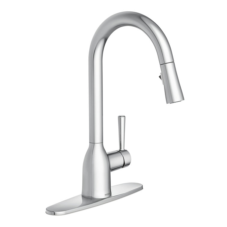Chrome High Arc Single Handle Kitchen Faucet with Pull-Down Spray