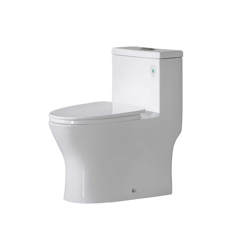 White High Efficiency Elongated One-Piece Toilet with Soft-Closing Seat