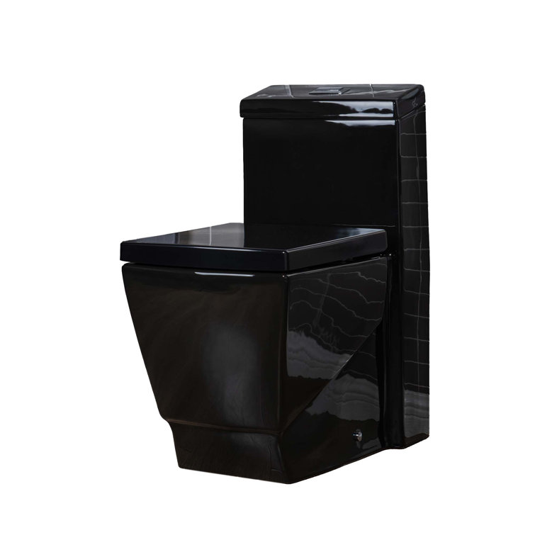 Black Square One-Piece Dual Flush Chair Height Toilet