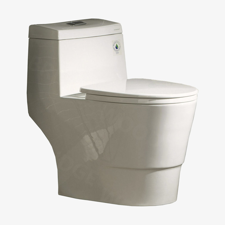Biscuit Elongated One-Piece Dual Flush Toilet with Chrome Button