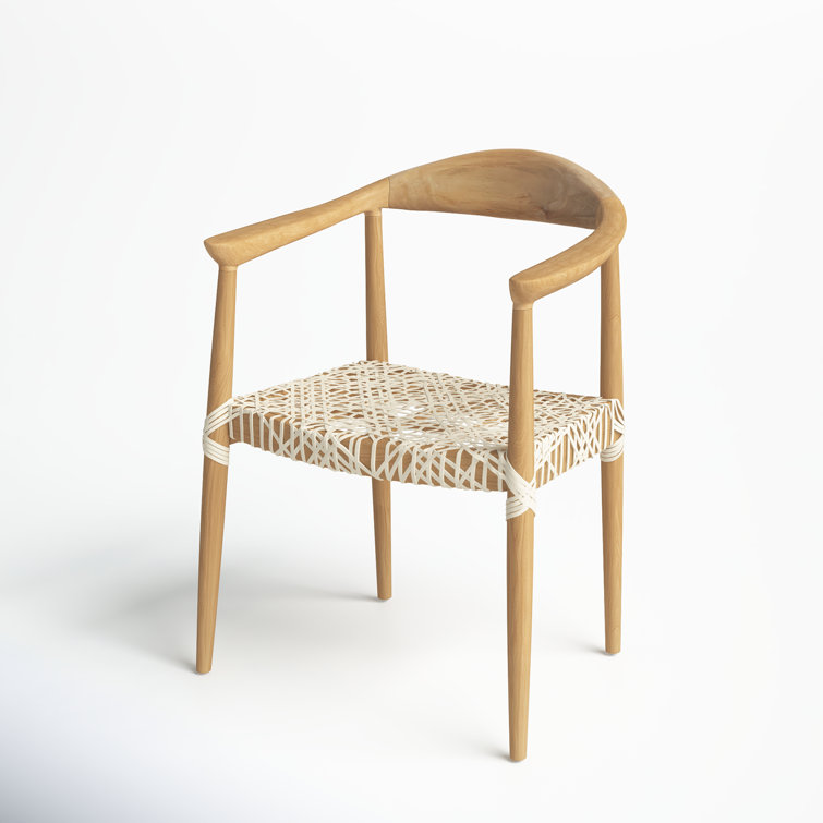Transitional Light Oak Leather-Woven 25" Arm Chair