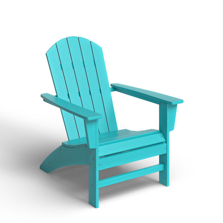 Aruba Blue Polypropylene Nautical Adirondack Chair with Arms