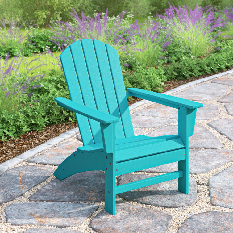 Aruba Blue Polypropylene Nautical Adirondack Chair with Arms