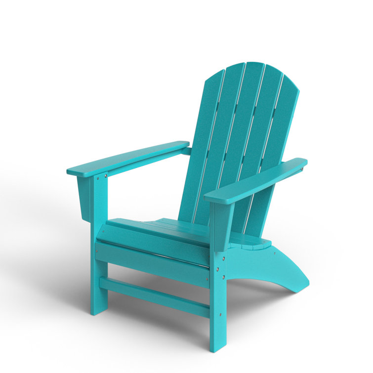 Aruba Blue Polypropylene Nautical Adirondack Chair with Arms