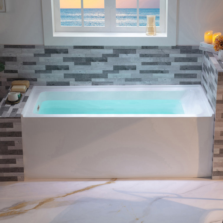 Vine 60'' x 30'' White Acrylic Alcove Soaking Bathtub