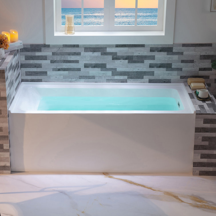 Vine 60'' x 30'' White Acrylic Alcove Soaking Bathtub