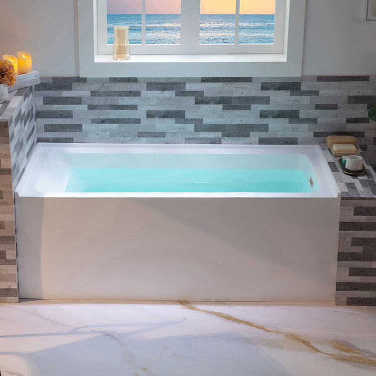 Vine 60'' x 30'' White Acrylic Alcove Soaking Bathtub