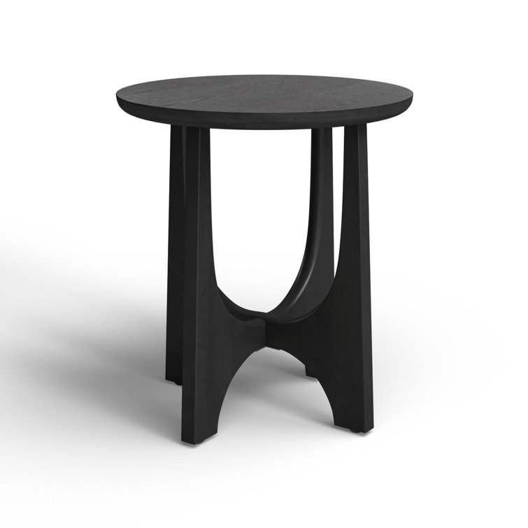 Black Round Solid and Manufactured Wood End Table