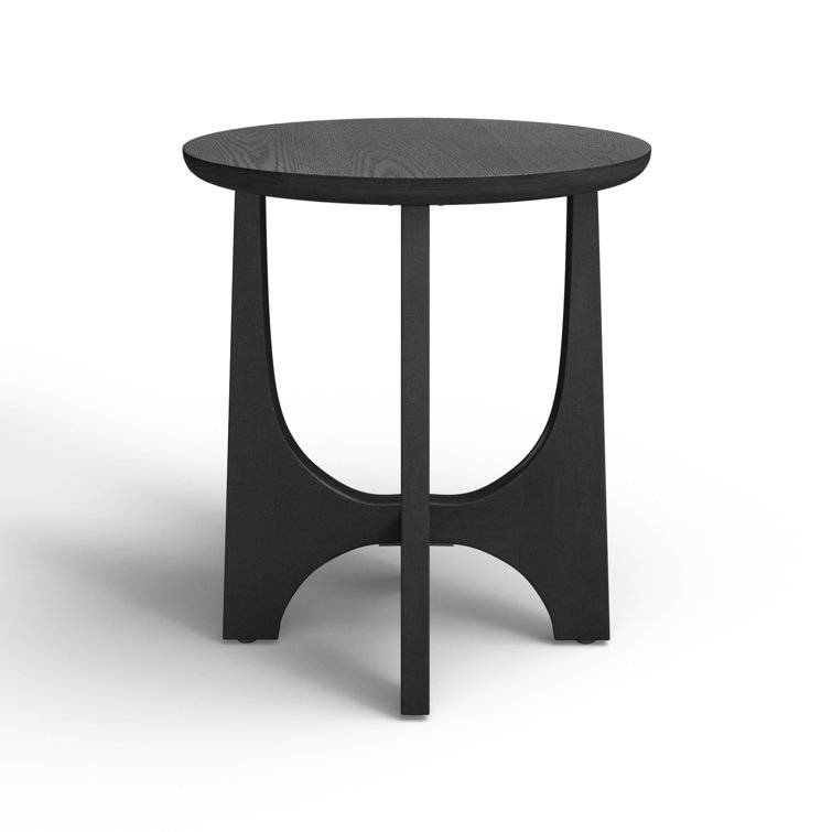Black Round Solid and Manufactured Wood End Table