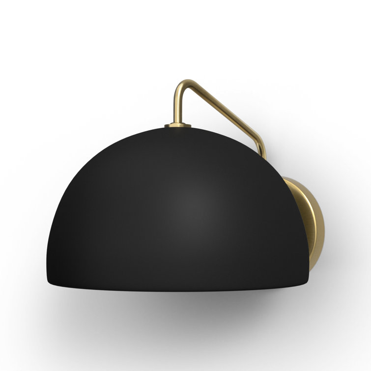 Matte Black and Brass Dome-Shaped Dimmable Wall Sconce